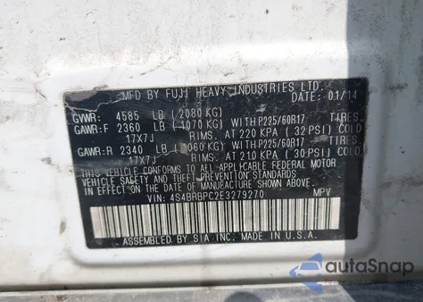 2014 Subaru Outback 2.5I Limited из США, поврежденный, VIN 4S4BRBPC2E3279270